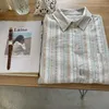 Frauenblusen Hemden lässige losen Baumwollhemden für Frauen gestreiftes Sunscrn -Hemd mit Taschenknopf Neue Mode 2021 Spring 781 Y240426