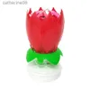 WF4G Candles Music Candle Double Flossoms Tort urodzinowy Flat Rotating Electronic D240429