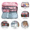 Sacs de rangement Sac à tricoter rose rose Oxford tissu bricolage portable multifonctionnel porte-crochet avec séparateurs pour les boules de fil à aiguilles