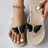 Slippers Flip Flops For Female Summer Net Red Fairy Style Foot Clip Toe Flat Heel Soft Bottom Anti Beach Sandals