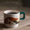 Canecas Morandi Coffee Cup retro cerâmica caneca de caneca de caneca de água de café da manhã Copo de alta aparência