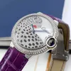 Cadrans unisexes montres de travail automatiques Carter Blue Balloon 33 Gauge avec plaque de léopard Ensemble d'anglais montre pour les femmes W6920086