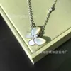 van cl ap Classic Fanjia High Edition S925 Sterling Silver Butterfly Natural White Fritillaria Diamondメッキゴールドネックレス女性INSスタイルカラーチェーンSult