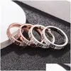 Anéis de banda Starry Ring Love Unhas Designer para feminino titânio aço rosa ouro rosa revestido com FL Diamond Man noivado Presente 4 5 6mm OTR9O