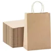 Förvaringspåsar robust vitt presentpapper med handtag kraft hantverk livsmedelsbutiker shopping detaljhandelsfest gynnar bröllopssäckar mode