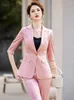 Frauen zweisteuelhafte Hosen Mode rosa Stile Frauen Business Suits Frühling Sommer Formal Professionelle Arbeit tragen Karriereinterviews Blazer