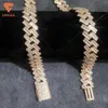 15mm Fully Ice Out Jewelry Silver Rose Gold Plated Moissanite Baguettes Cuban Link Chain Necklace Item