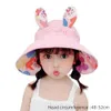 Caps Hats Childrens Sunscreen Hat Summer Boys and Girls Big Eaves Double Sided Empty Top Hat Sweet Rabbit Sun Sunshade Hatl240429