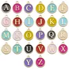 Charms 10pcs 15x12mm 26pcs Alphabet Buchstabe Doppelgesicht Emaille rosa Farbanhänger Schmuck Herstellung handgefertigter Handwerk für Frauen Geschenke