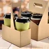 Tassen Untertassen 10 Stcs Milchpapierpapierhalter zum Mitnehmen trinken Tabletts Carrier mit Griffkaffee