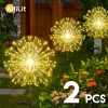 Decorações Allilit 2pcs LED Fireworks Solar Firlights Luzes à prova d'água ao ar livre Flash Flash String Fairy Lights for Garden Landscape Lawn Decor