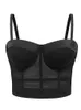 Tanques femininos Camis Mesh Push Up Bralet Womens Corset Bustier Bra Night Club Party Long Sexy Crop Top Colet Plus Size Tampo Top Mulheres Branca Espartilho D240427