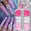 1 doos kawaii mini boog 3d schattige nagel kunstdecoraties witte parels nagels charms ontwerpen diy roze bowknot hars accessoires 240415