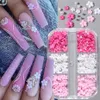 1 caixa kawaii mini arco 3d decorações de arte de unhas fofas brancas pregos charmms designs Diy rosa