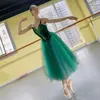 Abbigliamento da palcoscenico balletto tutu abito ginnastico ginnastico in velluto verde lungo adulto principessa ballerina ballerina danza in costume da ballo