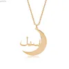 Pendant Necklaces Personalized Customized Moon Arabic Name Necklace Charming Name Jewelry Womens Gold Stainless Steel Chain Islamic Mom Birthday GiftWX
