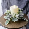 Decoratieve bloemen 1 pc kunstmatige eucalyptus kandelaar krans simulatie groen kaarsen kaarsen voor bruiloftspartij tafel middelpunt