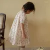 Girl Dresses 2024 AncoBear Summer Daily Dress For Baby Girls Infants Floral A-line One-piece Children Spanish Stylish Frock Kids Wear