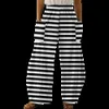 여자 바지 Capris Spring Stripe Print 바지 여름 캐주얼 바지 여성 패션 유행 Y2K 오버 크기 넓은 다리 바지 우아한 숙녀 All-Match Y240429