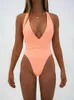 Sexy Deep V One Piece Swimsuit Women Bandage da bagno senza schienale femmina Monokini Bathers Bathing Aboves Summer Beach Wear 240416