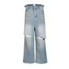 Knie gescheurde denim jeans grote gaten brede pijpen dweep jeans hiphop olifanten broek streetwear mannen y2k broek vintage baggy jeans 240425