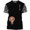 Camisetas para hombres Cartoon anime samurai gato camiseta impresa para hombres hip hop al aire libre harajuku ropa vintage casual de O-cut o lo suelto slve ts y240429