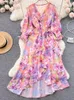 Abiti casual Summer Fashion Stampa floreale Donne lunghe Slim Beach Party One Pieces Female Elegante Maxi Vestidos