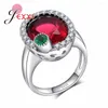 Cluster Rings Unique Design Fashion Round Red Crystal Wedding For Woman Jewelry Valentine's Days Gifts Engagement Finger Ring