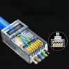 NYA ESCAM 10st/30 st RJ45 -kontakter Cat6 passerar genom EZ till Crimp Modular Plug för Solid Stranded Network CableFor Cat6 Pass Through Plug