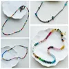 Chokers Opal chrysoprase green onyx moonstone Lily Tropical Rainbow Silk Knotted Open Loop Necklace colourful natural stone beaded 230927