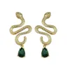 Boucles d'oreilles bijoux modernes Neignel Boucles d'oreilles de serpent Personnalité Cool Metallic Gold Couleur en verre vert Lignes d'oreilles pour femmes Gift 230831