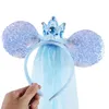 Accessoires de cheveux Crown Mouse Ears Band avec Veil Sequins 5 "Cauvre à arche