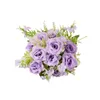 Dekorativa blommor Fake Bloom Decor Elegant Artificial Rose Branch med STEM för Home Wedding Party Faux Silk Flower Inomhus Fotunning