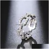 Band anneaux mode ESIGNER pour les femmes Sier Shining Crystal Ring Party Bijoux de mariage avec CZ Bling Diamond Stone Drop Livrot Dhxca