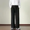 Japanische Vintage Drape Hosen Männer Frühling Sommer Korean Kaffee Anzug Hosen Lose geradlinige Freizeithosen Knopfhosen S-3xl 240425