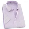 Camisas casuais masculinas camisa masculina de manga curta branca azul rosa e fácil de elástico formal vestido confortável e tampo masculino yyqwsj