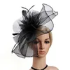 Breite Krempelnhüte Eimerhüte Hochqualität Frauen Mesh Feather Fascinator Hats Ladies Kenucky Derby Hochzeit Cocktail Party Hüte elegantes Stirnband Haarband Y240426