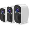 4pack Wireless Outdoor Cameras с разрешением 2K, аккумуляторным, Wi -Fi, прожектор, тревоем сирена, 2 -й путь, цветное ночное видение, обнаружение искусственного интеллекта для дома