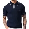 Polos masculinos de camisa de pólo de malha na moda masculina grandes mangas curtas casuais