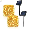 Decoraties Outdoor Solar Lights Waterproof Garden Decor Zonne -Powered Garland Kerstmis Wedding Party Led Lights Street Lamp 12/22/32/42 M