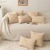Almohada cubierta beige de 45x45 cm lino de algodón sólido para decoración del hogar sofá silla sala de estar dormitorio