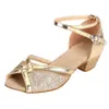 Girls Princess Shoes Sequined Latin Dance PeepToe Sandals Pumps with 3cm Heel Pearl Crystal Bling Kids SchoolTeam 240418