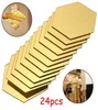 24pcs Hexagon Mirror Sticker Gold Self -Moseic Mosaic Plain наклейки наклейки на стенах