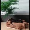 Doniczki kreatywne imitacja retro imitacja drewnianych pali korzeni drzewa doniczki kwiatowe sukulentne rośliny miniaturowe krajobrazy i cement Q240429