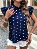 Kvinnors blusar skjortor fashon leopard älskar tryck korta slve kvinnors toppar och blusar 2023 sommar casual office ladies top femme blus skjorta y240426