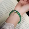 Chaîne 2pcs / ensemble Bracelets de jadite naturel bracelets verts bracelets féminins minces bracelets extrêmement minces bijoux de mode