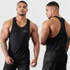 Summer Mens Sports Fitness Tank Top Jogger Gym Running Training Clothing Sleeveless T-shirt Snabb andningsbar elastisk väst 240411