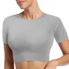 Camisetas femininas Mulheres sem costas Top Top Gym Yoga Secrete Camisa de colete de colete Sólido y2k Manga curta Summer Basic Summer Slim Slim