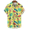 Herren lässige Hemden Hawaiian Tropical Obst Hemd für Männer Button Revers Kurzarm Sommer Männliche Kleidung 3D Ananas Banane gedruckte Bluse