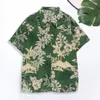 Trendy Yaz Gömlek Yaması Cep Hızlı kurutma Hawaiian Gömlek Yaz Çiçek Yaprakları Baskı Hawaii Gömlek 240428